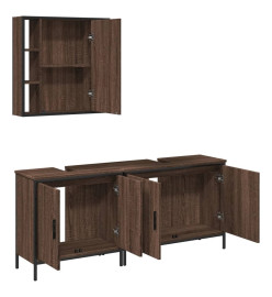 Ensemble d'armoires de salle de bain 3 pcs chêne marron