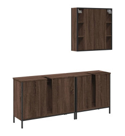 Ensemble d'armoires de salle de bain 3 pcs chêne marron