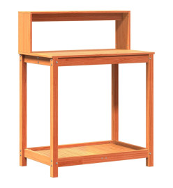 Table de rempotage avec étagères marron bois massif de pin