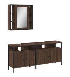 Ensemble d'armoires de salle de bain 3 pcs chêne marron