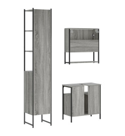 Ensemble de meubles de salle de bain 3 pcs Sonoma gris