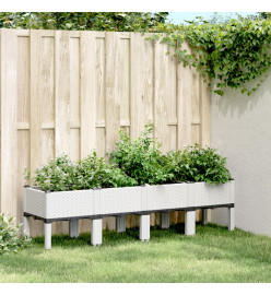 Jardinière avec pieds blanc 160x40x42 cm PP
