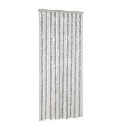 Rideau anti-mouches gris clair et blanc 56x185 cm chenille