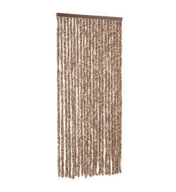 Rideau anti-mouches beige et marron foncé 56x185 cm chenille