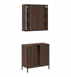 Ensemble de meubles de salle de bain 2 pcs Chêne marron