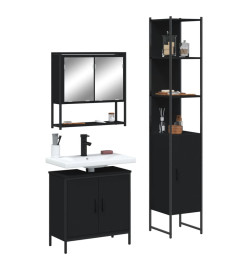 Ensemble de meubles salle de bain 3 pcs noir bois d'ingénierie