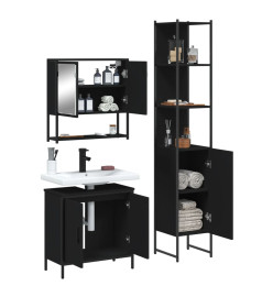 Ensemble de meubles salle de bain 3 pcs noir bois d'ingénierie