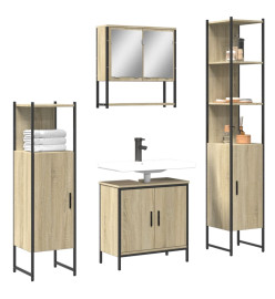 Ensemble de meubles de salle de bain 4 pcs chêne sonoma