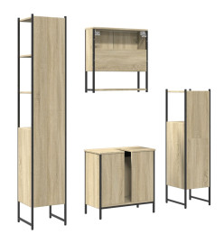 Ensemble de meubles de salle de bain 4 pcs chêne sonoma