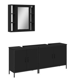 Ensemble d'armoires salle de bain 3 pcs noir bois d'ingénierie