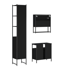 Ensemble de meubles salle de bain 3 pcs noir bois d'ingénierie