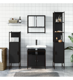 Ensemble de meubles salle de bain 4 pcs noir bois d'ingénierie