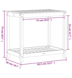 Table de rempotage avec étagère 82,5x50x75 cm bois pin imprégné