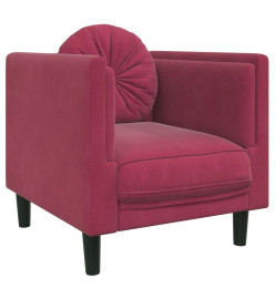 Fauteuil avec coussin rouge bordeaux velours