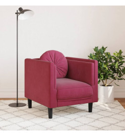 Fauteuil avec coussin rouge bordeaux velours