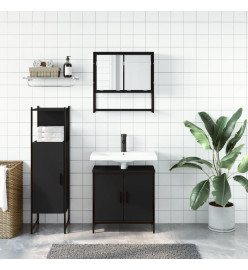 Ensemble de meubles salle de bain 3 pcs noir bois d'ingénierie