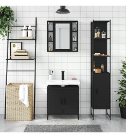 Ensemble d'armoires salle de bain 3 pcs noir bois d'ingénierie