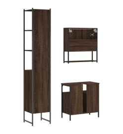 Ensemble de meubles de salle de bain 3 pcs Chêne marron