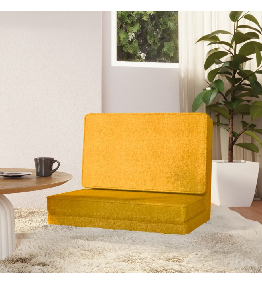 Chaise pliable de sol Jaune moutarde Tissu