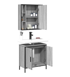 Ensemble de meubles de salle de bain 2 pcs Sonoma gris