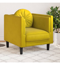 Fauteuil avec coussin jaune velours