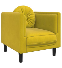 Fauteuil avec coussin jaune velours