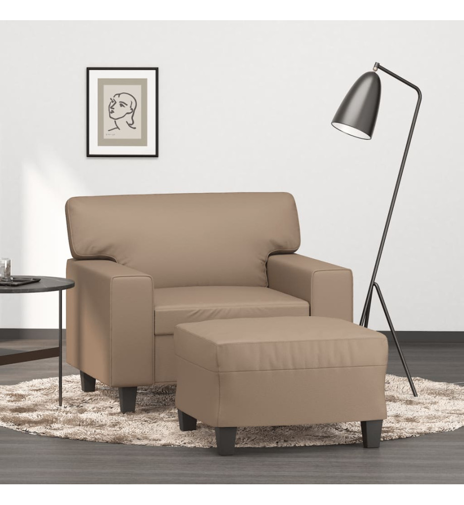 Fauteuil avec repose-pied Cappuccino 60 cm Similicuir