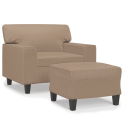 Fauteuil avec repose-pied Cappuccino 60 cm Similicuir