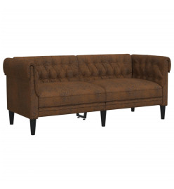 Canapé Chesterfield 2 places marron tissu