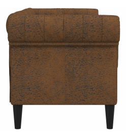 Canapé Chesterfield 2 places marron tissu