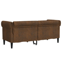 Canapé Chesterfield 2 places marron tissu