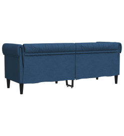 Canapé Chesterfield 3 places bleu tissu