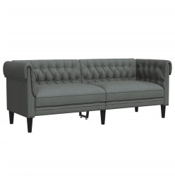 Canapé Chesterfield 3 places gris foncé tissu