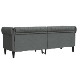 Canapé Chesterfield 3 places gris foncé tissu