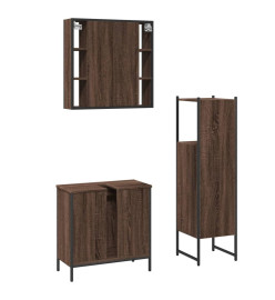 Ensemble d'armoires de salle de bain 3 pcs chêne marron