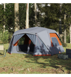 Tente de camping 10 personnes gris et orange 443x437x229 cm