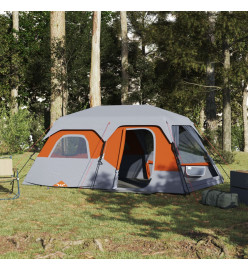 Tente de camping 9 personnes gris et orange 441x288x217 cm