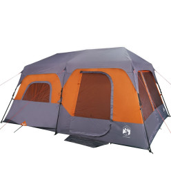 Tente de camping 9 personnes gris et orange 441x288x217 cm