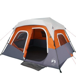 Tente de camping avec lumière LED gris et orange 344x282x212 cm