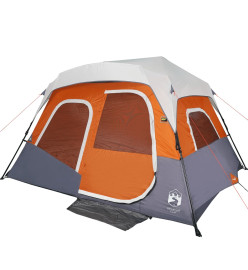 Tente de camping avec lumière LED gris et orange 344x282x212 cm