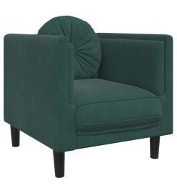 Fauteuil avec coussin vert foncé velours