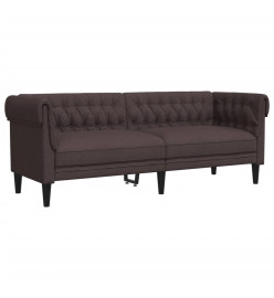 Canapé Chesterfield 3 places marron foncé tissu