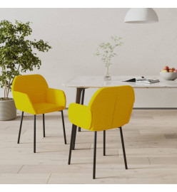 Chaises à manger lot de 2 Jaune Velours