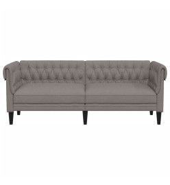 Canapé Chesterfield 3 places taupe tissu