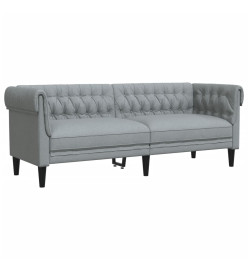 Canapé Chesterfield 3 places gris clair tissu