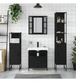 Ensemble d’armoires salle de bain 4 pcs noir bois d'ingénierie