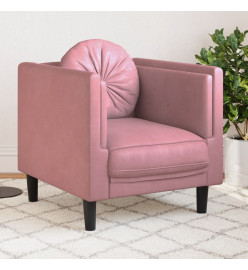 Fauteuil avec coussin rose velours