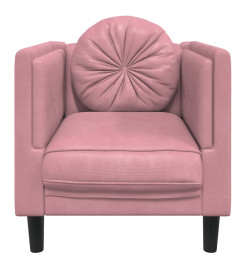 Fauteuil avec coussin rose velours