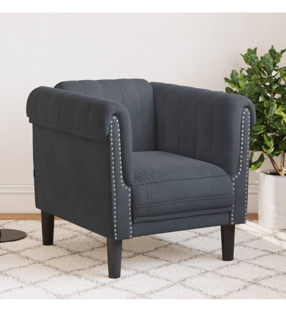 Fauteuil gris foncé velours