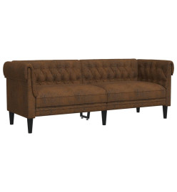 Canapé Chesterfield 3 places marron tissu